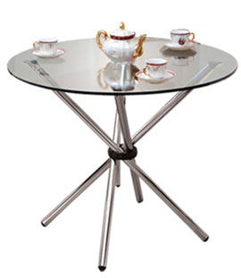 Cafe Tables in Stainless Steel, Metal Chrome, Powder Coated