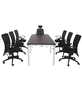 Conference Table in Metal Legs and Wooden Top