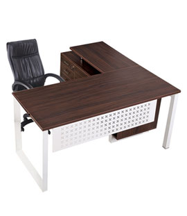 Executive Table with Metal Legs and Perfortated Metal Front