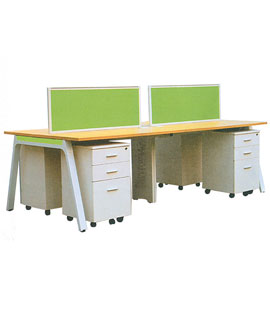 Free Standing workstation in metal and wood with Glass Screen