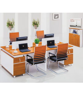 Back to back free standing workstation with twin drawer units at both ends